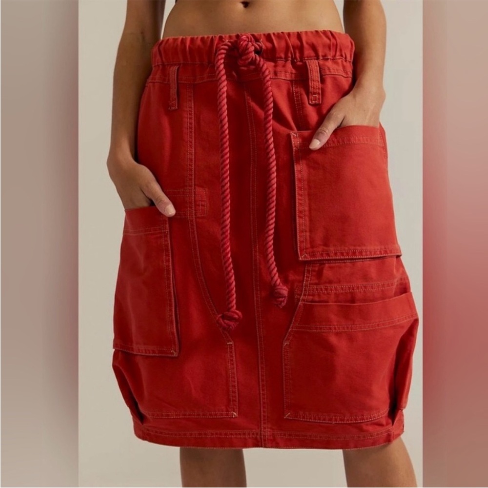 Free People mineral red Carmen Cargo midi skirt